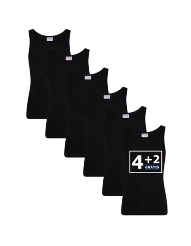 Beeren Jongens singlet Comfort Feeling 6Pack Zwart