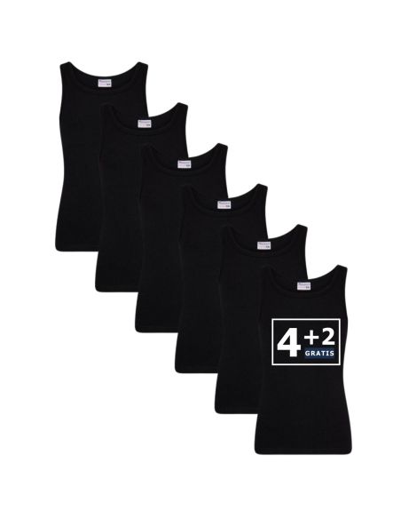 Beeren Jongens singlet Comfort Feeling 6Pack Zwart